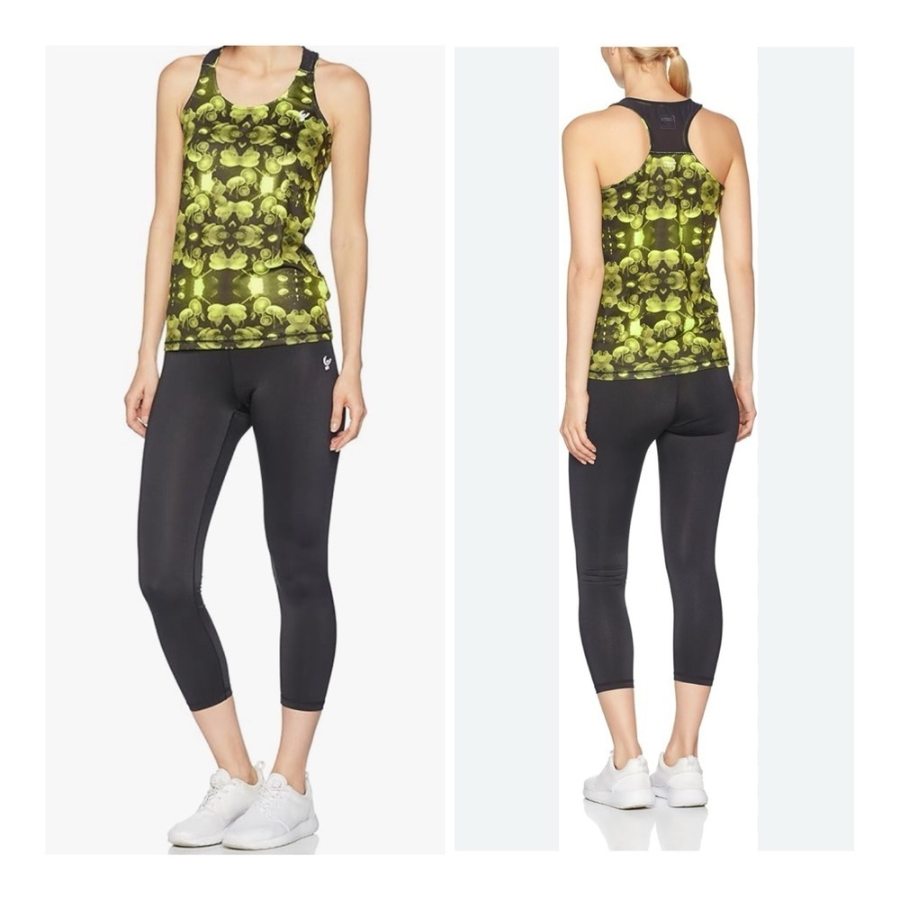 FREDDY D.I.W.O. Women's M Superfit Tank Top In Black &‎ Yellow Athletic Gym Yoga